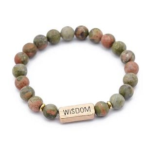 Fine Words Natural Stone Stretch Bracelet Letter Wisdom